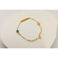 Παιδική Ταυτότητα Σε Κίτρινο Χρυσό 9Κ - Μπάλα και μπλε ματάκι (KID185)